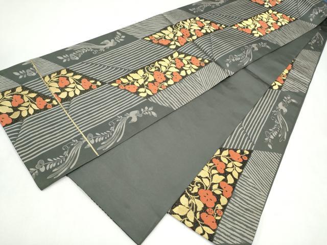 平和屋着物●ファッションデザイナー　コシノアヤコ　六通柄袋帯　花唐草文　金糸　正絹　逸品　CABL9905hy