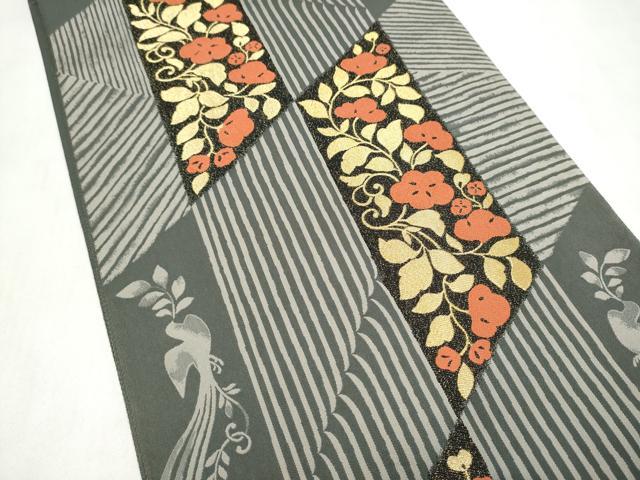 平和屋着物●ファッションデザイナー　コシノアヤコ　六通柄袋帯　花唐草文　金糸　正絹　逸品　CABL9905hy