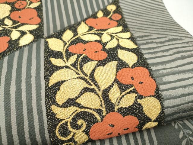 平和屋着物●ファッションデザイナー　コシノアヤコ　六通柄袋帯　花唐草文　金糸　正絹　逸品　CABL9905hy