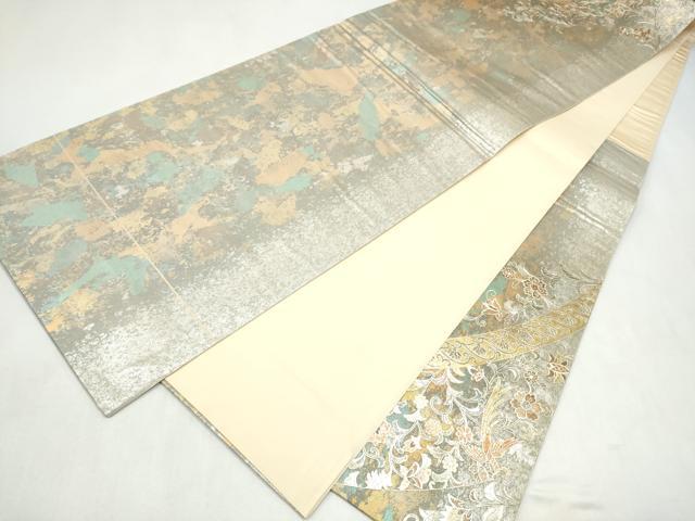 平和屋着物●太鼓柄袋帯　螺鈿　鳳凰花文　金銀彩　引箔　正絹　逸品　CABL9906hy