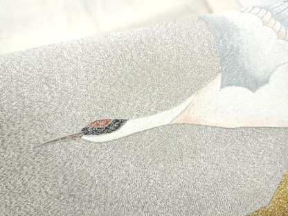 平和屋着物●太鼓柄袋帯　綴れ　飛鶴文　銀彩　正絹　逸品　CABL9912hy