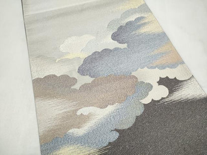 平和屋着物●爪搔き本綴れ　太鼓柄袋帯　雲重ね文　金銀糸　正絹　逸品　CABL9914hy