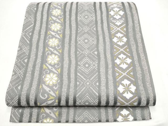平和屋着物●六通柄袋帯　縞文様　正絹　逸品　CABL9919hy