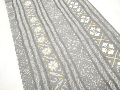 平和屋着物●六通柄袋帯　縞文様　正絹　逸品　CABL9919hy