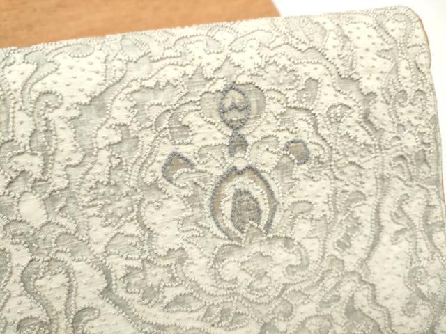 平和屋着物●中国三大刺繍　総相良刺繍　太鼓柄袋帯　紬地　切嵌　更紗花文　正絹　逸品　CABL9924hy