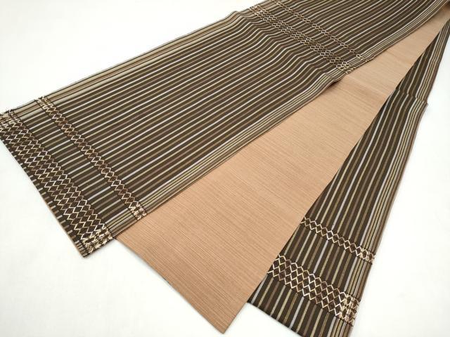 平和屋着物●両面　太鼓柄袋帯　横段文　金糸　正絹　逸品　CABL9926hy