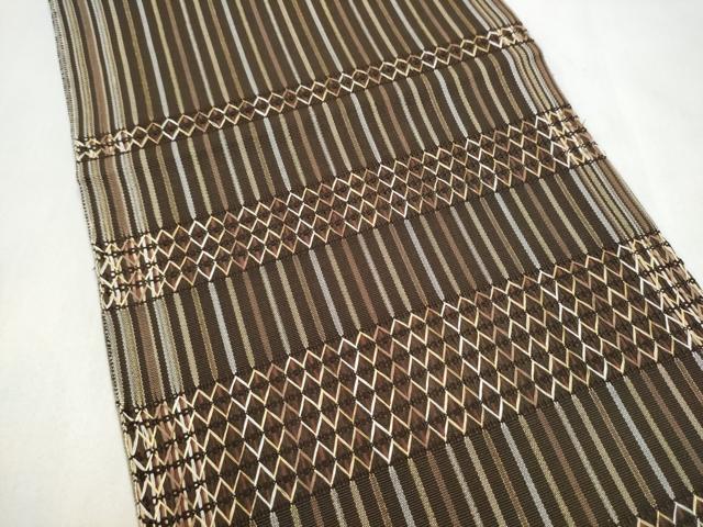 平和屋着物●両面　太鼓柄袋帯　横段文　金糸　正絹　逸品　CABL9926hy