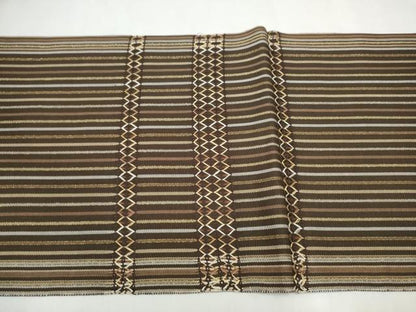 平和屋着物●両面　太鼓柄袋帯　横段文　金糸　正絹　逸品　CABL9926hy