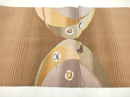 平和屋着物●両面　太鼓柄袋帯　横段文　金糸　正絹　逸品　CABL9926hy