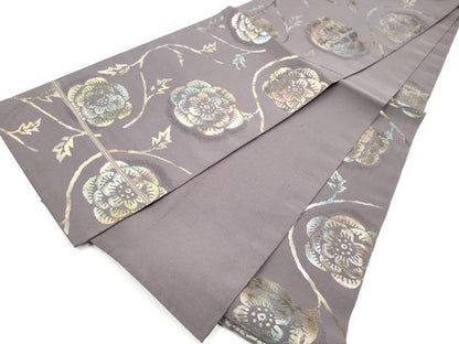 平和屋着物●六通柄袋帯　花唐草文　金糸　正絹　逸品　CABL9927hy