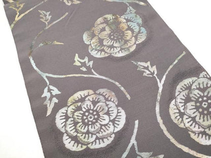 平和屋着物●六通柄袋帯　花唐草文　金糸　正絹　逸品　CABL9927hy