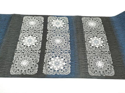 平和屋着物●太鼓柄袋帯　正倉院花文　銀糸　正絹　逸品　CABL9931hy