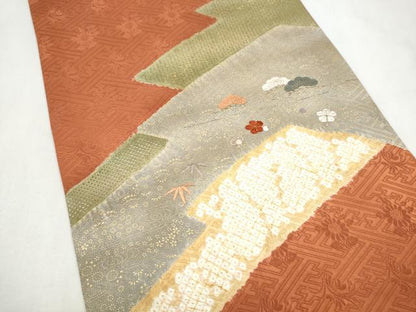 平和屋着物●太鼓柄袋帯　刺繍　松竹梅　金彩　正絹　逸品　CABL9933hy