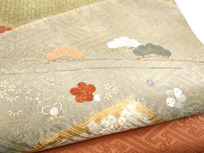 平和屋着物●太鼓柄袋帯　刺繍　松竹梅　金彩　正絹　逸品　CABL9933hy