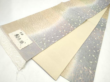 平和屋着物●六通柄袋帯　輪奈織　手染　舞桜文　金糸　正絹　逸品　未使用　CABL9939hy