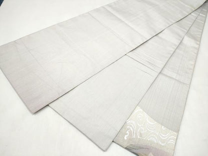 平和屋着物●太鼓柄袋帯　すくい織　流水花文　銀彩　正絹　逸品　CABL9943hy