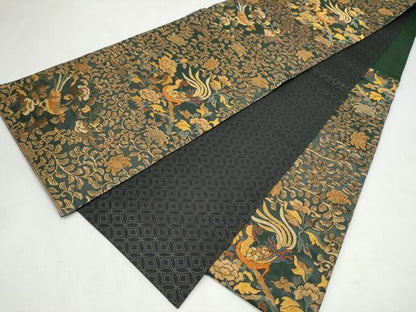 平和屋着物●紋屋井関　御寮織　六通柄袋帯　花鳥文　金糸　正絹　逸品　CABL9944hy