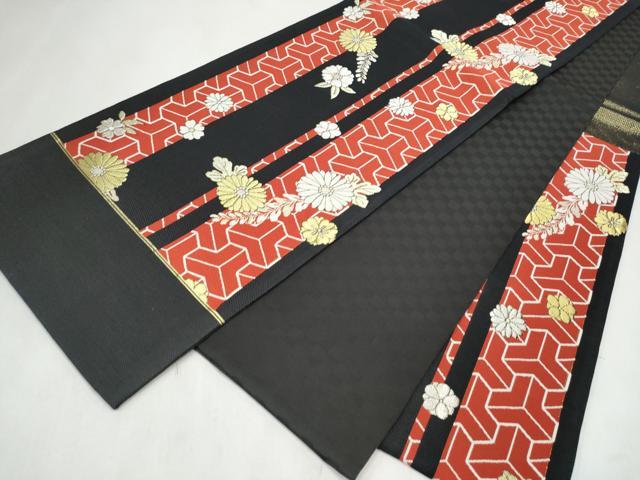 平和屋着物●六通柄袋帯　舞花文　黒地　金通し地　逸品　CABL9946hy