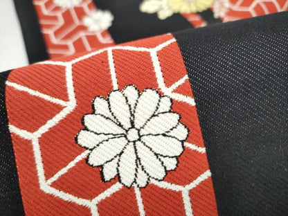 平和屋着物●六通柄袋帯　舞花文　黒地　金通し地　逸品　CABL9946hy