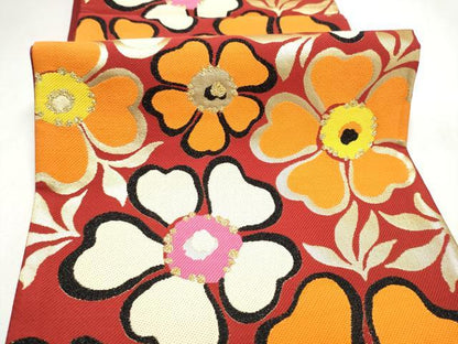 平和屋着物●六通柄袋帯　松田忍　舞花文　金糸　正絹　逸品　CABL9949hy