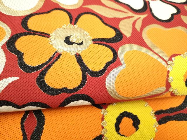 平和屋着物●六通柄袋帯　松田忍　舞花文　金糸　正絹　逸品　CABL9949hy