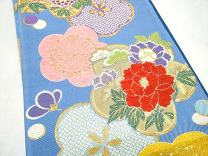 平和屋着物●西陣　大光謹製　六通柄袋帯　草花文　金糸　証紙付き　正絹　逸品　CABL9954hy