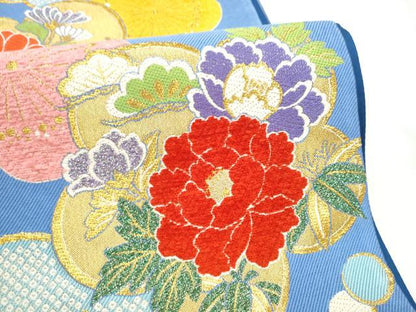 平和屋着物●西陣　大光謹製　六通柄袋帯　草花文　金糸　証紙付き　正絹　逸品　CABL9954hy