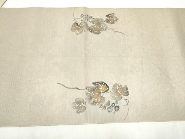 平和屋着物●八寸名古屋帯　手描き　鹿　葡萄蔦の葉文　金彩　CABL9973hy