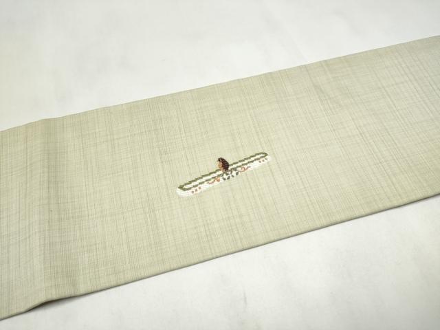 平和屋着物●九寸名古屋帯　巻物　筆　正絹　逸品　CABL9986hy