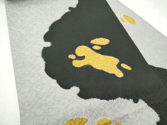 平和屋着物●九寸名古屋帯　雪輪兎文　黒地　正絹　逸品　CABL9997hy