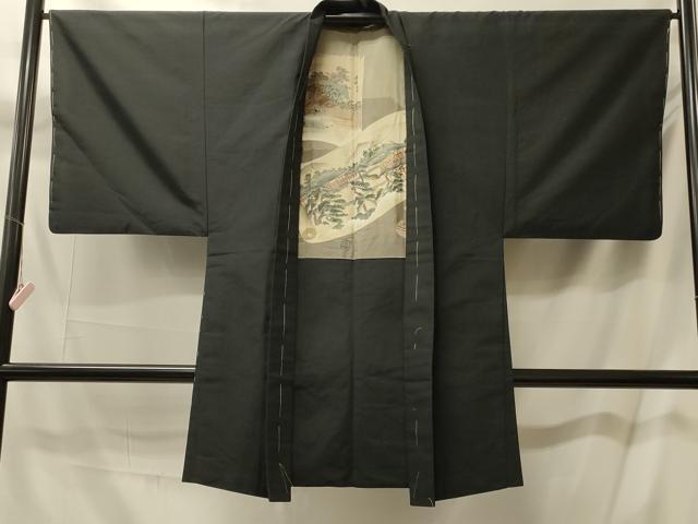 平和屋着物＃男性　長羽織　黒地　正絹　逸品　未使用　CABM0013in