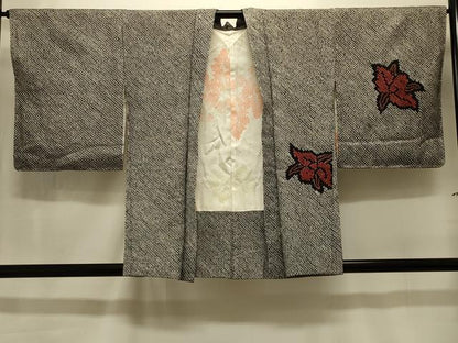 平和屋着物＃羽織　総絞り　草花文　黒地　正絹　逸品　未使用　CABM0084in