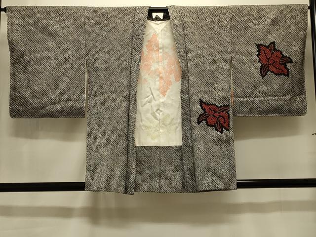 平和屋着物＃羽織　総絞り　草花文　黒地　正絹　逸品　未使用　CABM0084in
