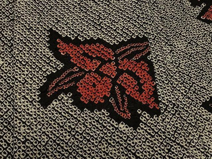 平和屋着物＃羽織　総絞り　草花文　黒地　正絹　逸品　未使用　CABM0084in