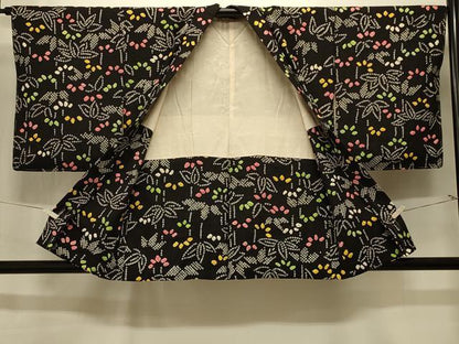 平和屋着物＃羽織　総絞り　笹の葉文　黒地　正絹　逸品　未使用　CABM0088in
