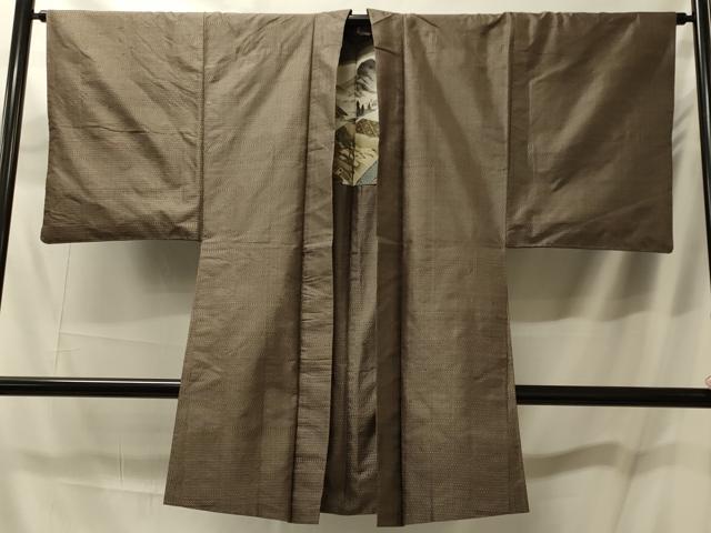 平和屋着物＃男性　本場大島紬　長羽織　80亀甲　総詰め　正絹　逸品　CABM0098in