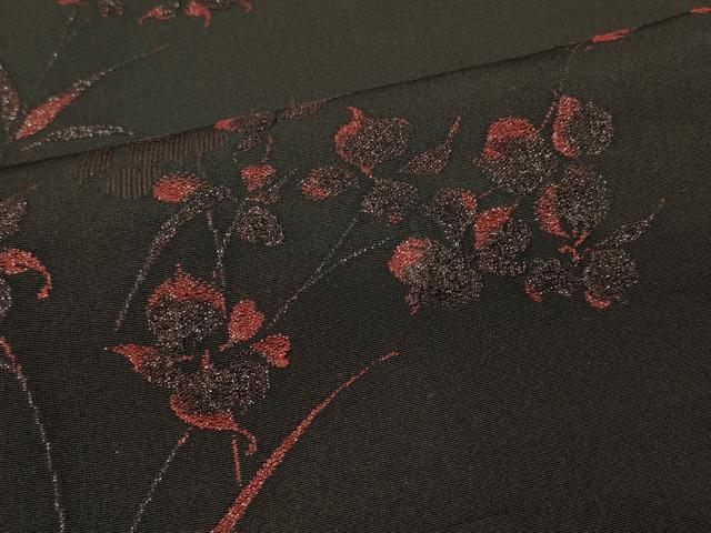 平和屋着物＃羽織　草花文　黒地　正絹　逸品　CABM0136in