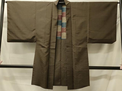 平和屋着物＃男性　長羽織　縞　正絹　逸品　CABM0163in