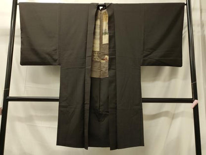 平和屋着物＃男性　長羽織　紬地　正絹　逸品　CABM0166in