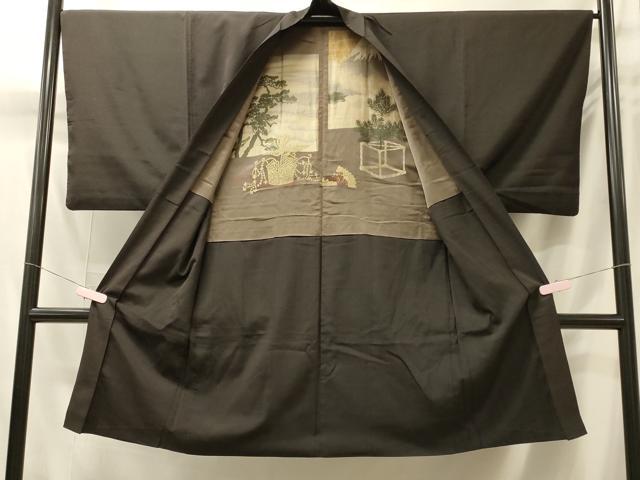 平和屋着物＃男性　長羽織　紬地　正絹　逸品　CABM0166in