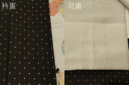 平和屋着物＃本場大島紬　羽織　格子　黒地　正絹　逸品　CABM0169in