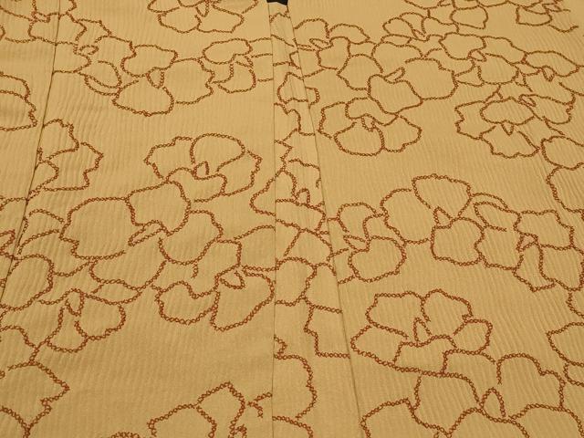 平和屋着物＃道行コート　総刺繍　刺し子　花づくし　正絹　逸品　CABM0173in