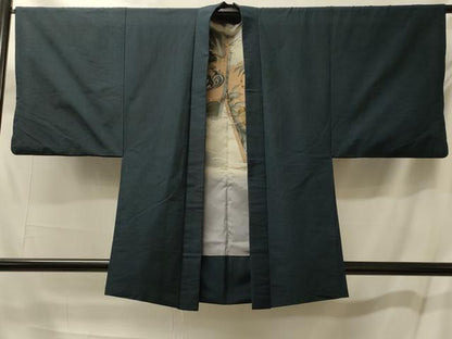 平和屋着物＃男性　羽織　紬地　霞文　正絹　逸品　CABM0187in