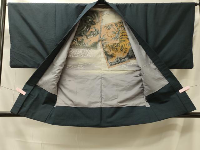 平和屋着物＃男性　羽織　紬地　霞文　正絹　逸品　CABM0187in