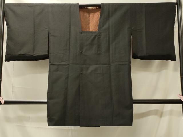 平和屋着物＃道行コート　リバーシブル　唐文様　黒地　反端付き　ロング丈　正絹　逸品　未使用　CABM0192in