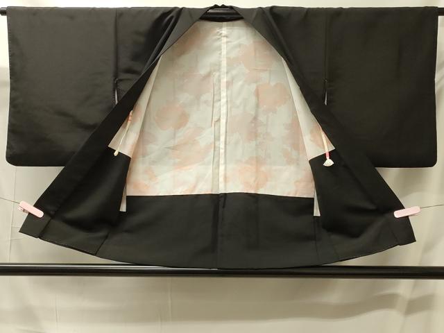 平和屋着物＃羽織　寿光織　流水御所車花文　黒地　金銀糸　正絹　逸品　CABM0202in