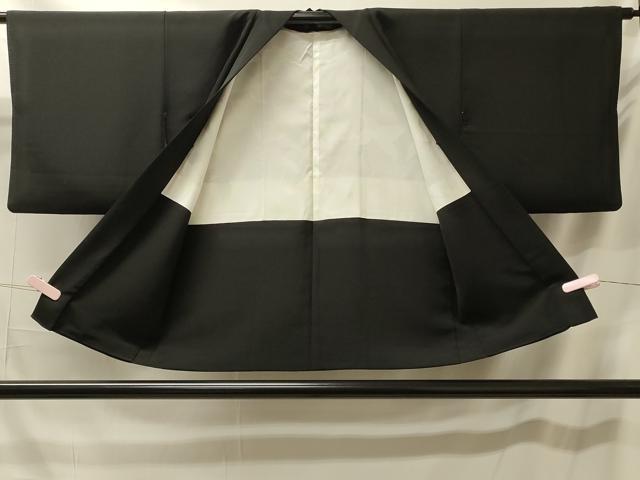 平和屋着物＃羽織　枝花文　黒地　正絹　逸品　CABM0204in