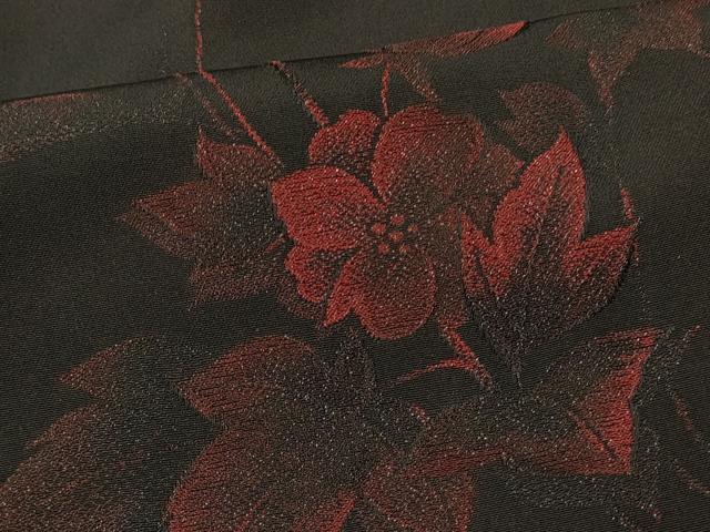 平和屋着物＃羽織　枝花文　黒地　正絹　逸品　CABM0204in