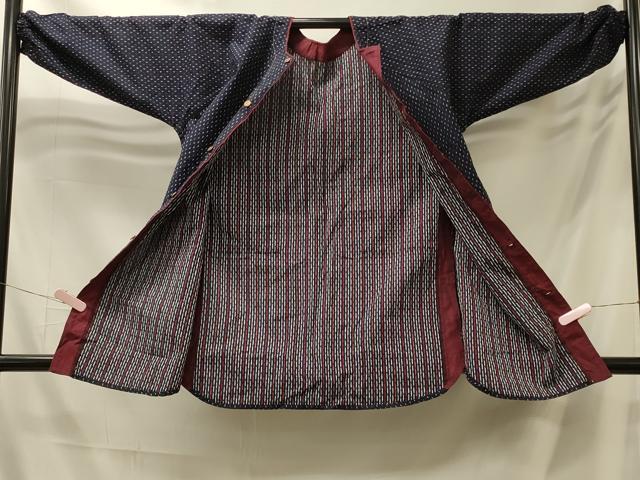 平和屋着物＃久留米絣　和装コート　縞　綿　逸品　CABM0211in