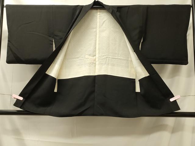 平和屋着物＃羽織　駒刺繍　流水籬花文　黒地　銀糸　正絹　逸品　CABM0216in